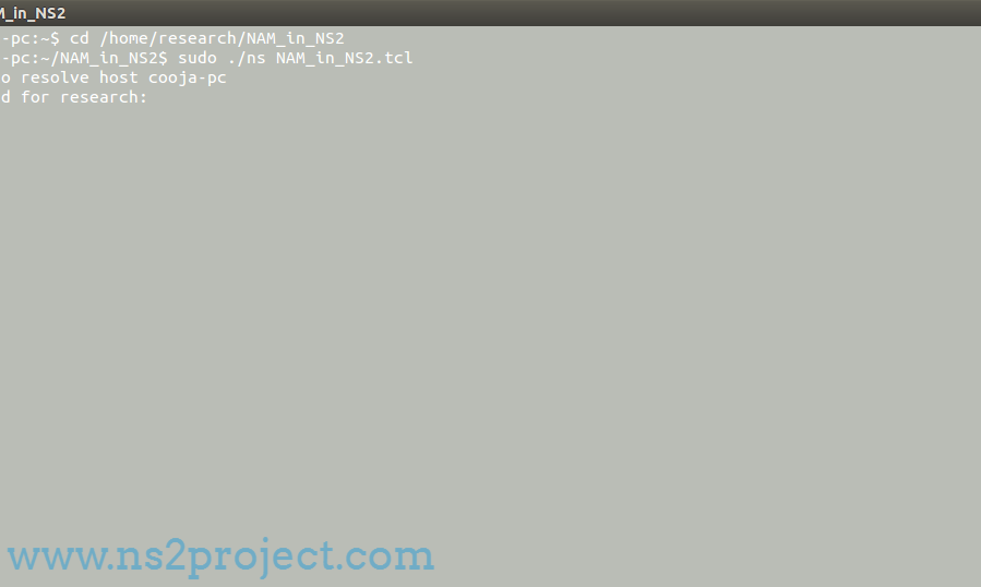 Execution of Nam in Ns2