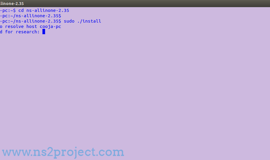 Installation of Ns2