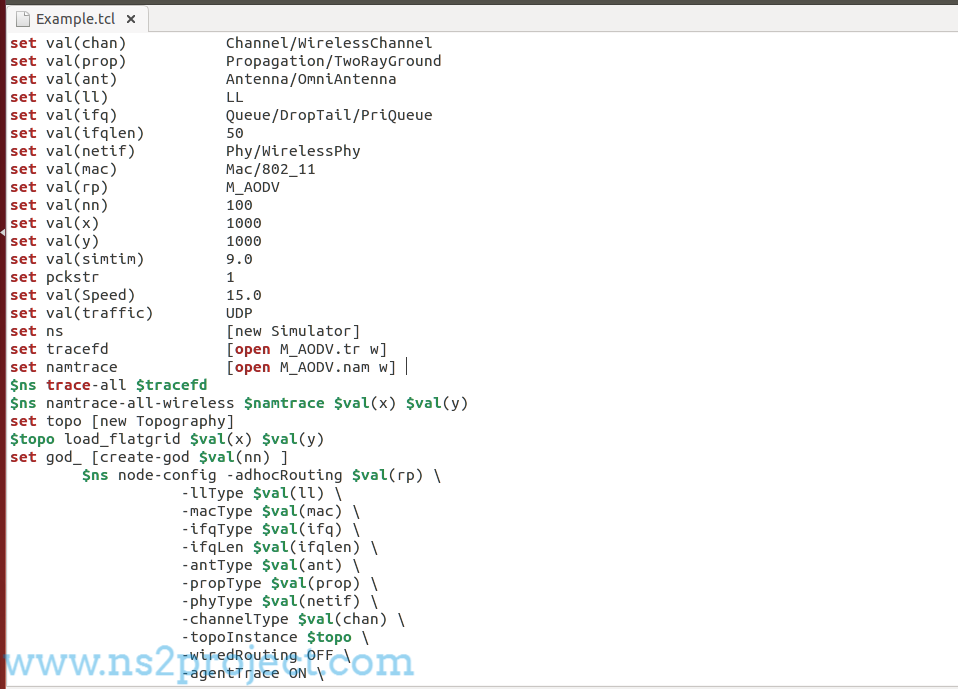 Tcl Based Script Code for Concept