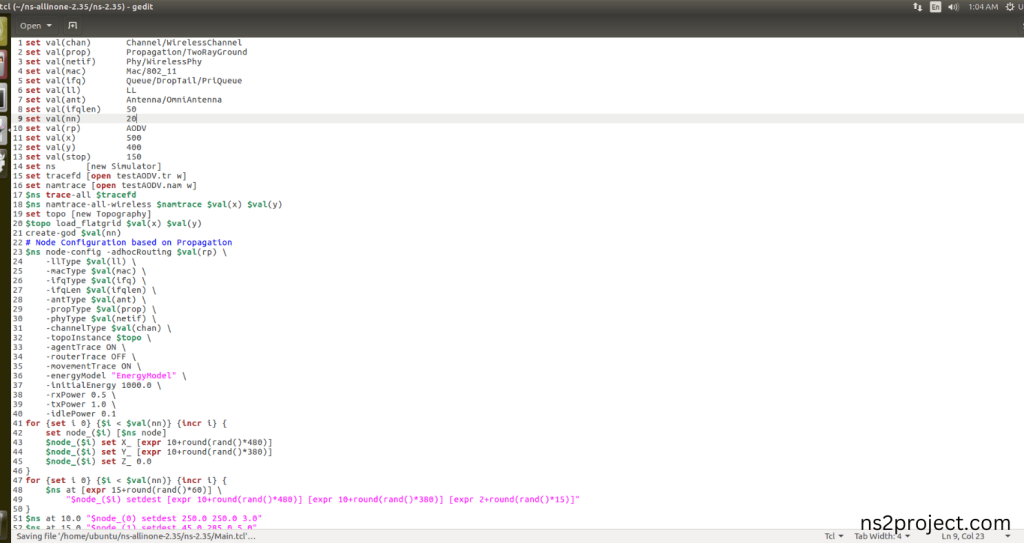 Create the Main.tcl file in the scratch folder