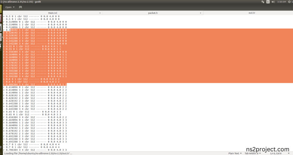 Executing the Example Program for Packet Header