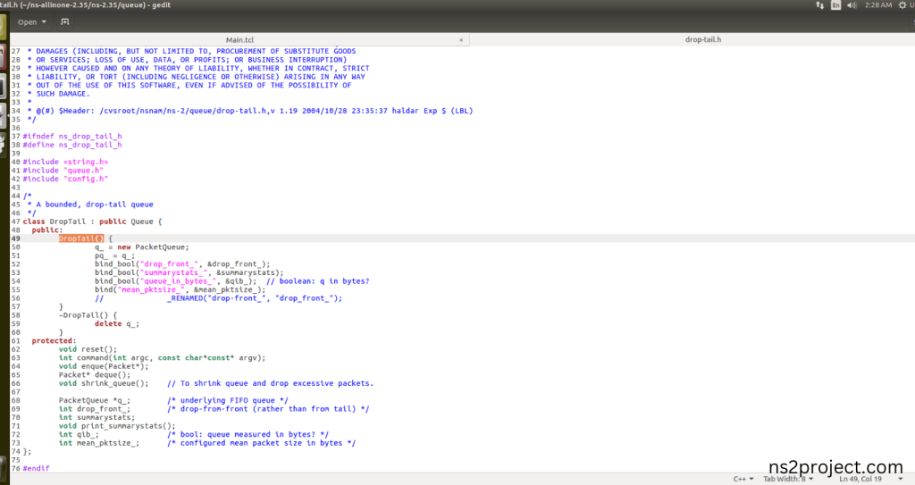 Importing Drop-tail.h