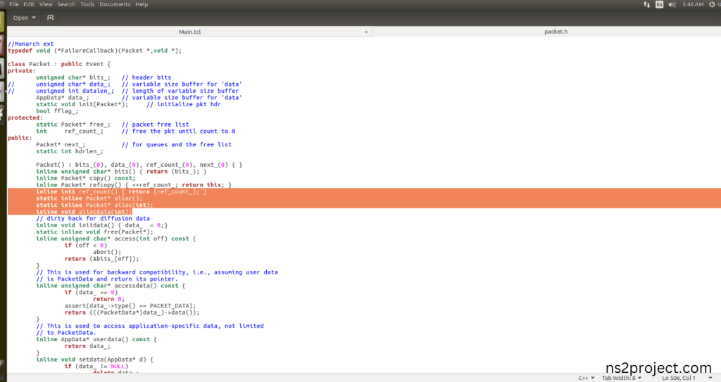 Importing Packet.h