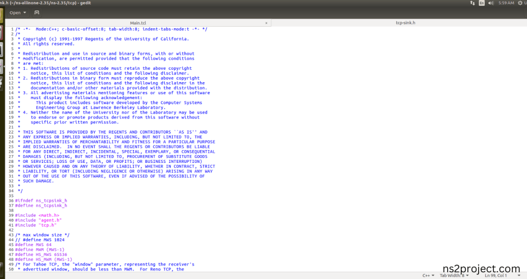 Importing Tcp-sink.h