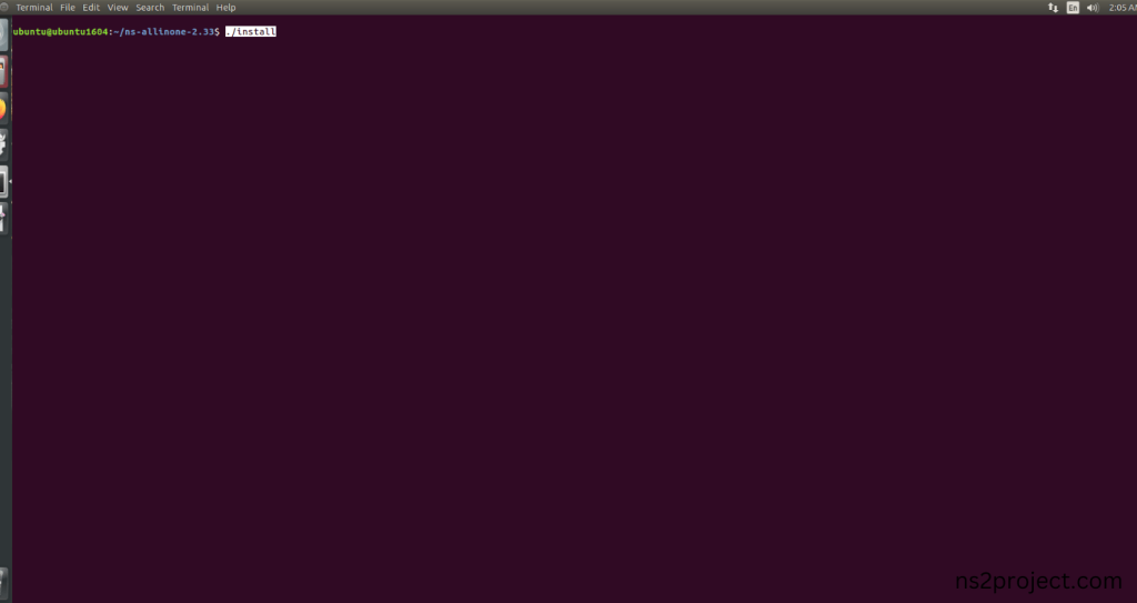 Installing ns-2.33 by the terminal