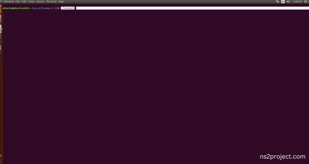 Installing ns-2.35 by the terminal