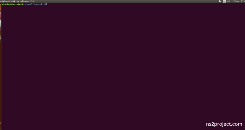 Launching the terminal in the ns-allinone-3.25 Folder