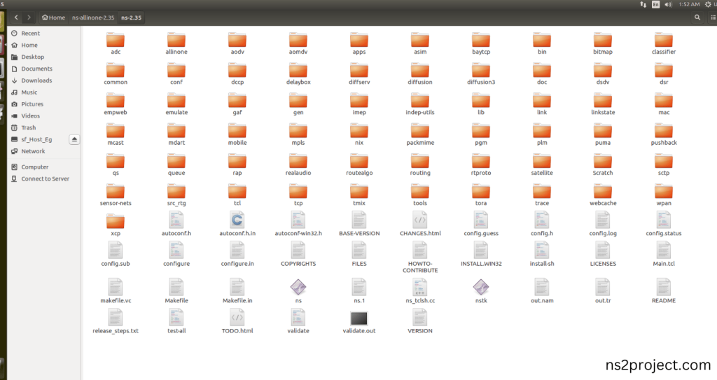 Locate to the ns-2.35 folder