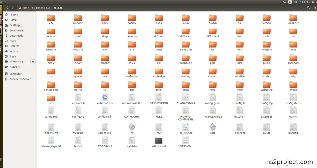 Locate to the ns-2.35 folder