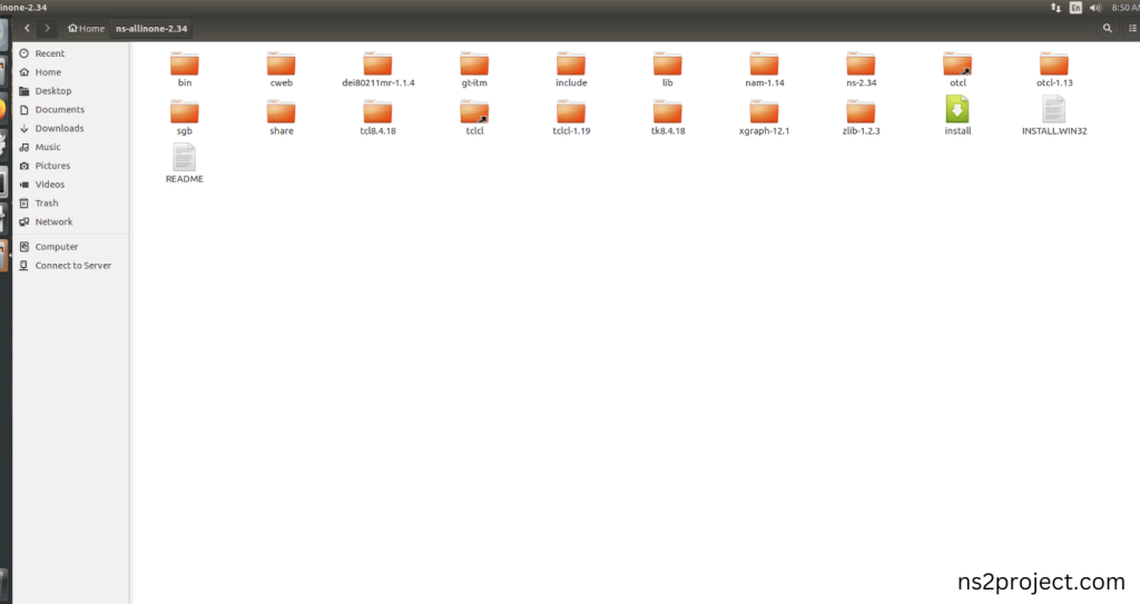 Locating the ns-allinone-2.34 Folder
