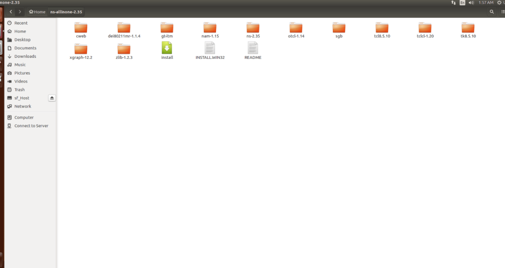 Locating the ns-allinone-2.35 Folder