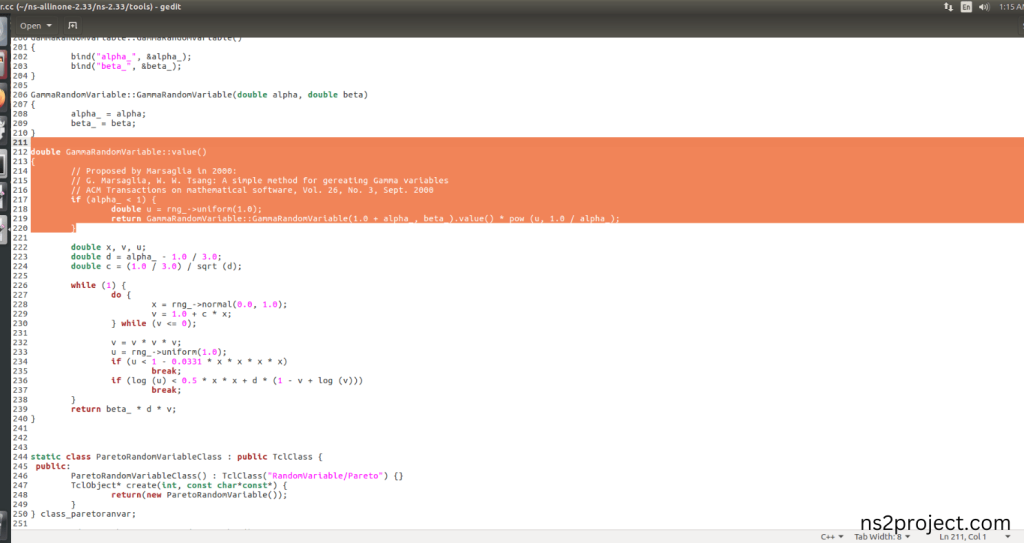 Modification of ns2.33 Code