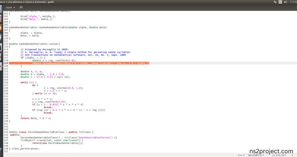 Modification of ns2.33 Code