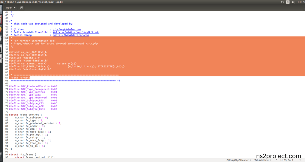 Modification of ns2.33 Code