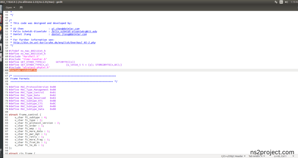 Modification of ns2.33 Code