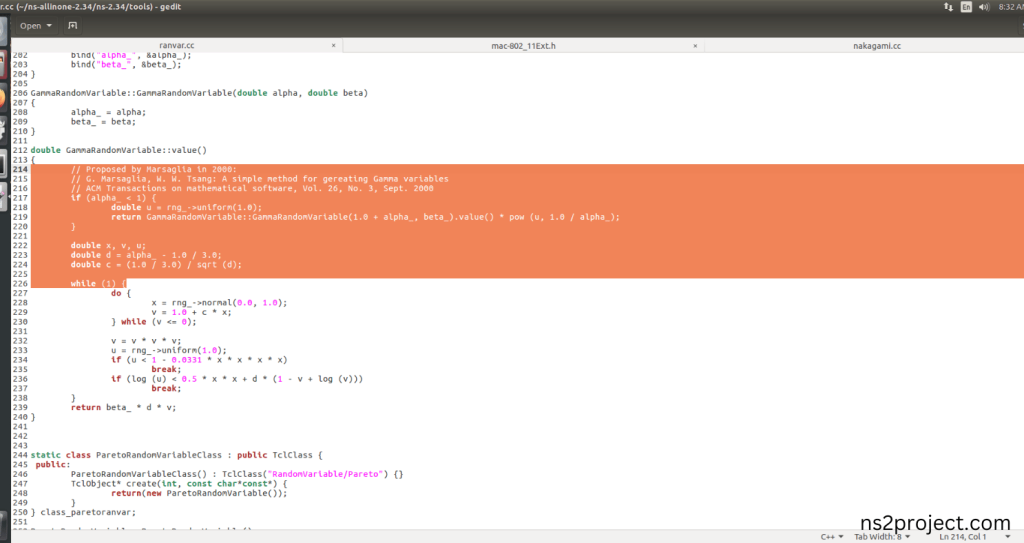 Modification of ns2.34 Code
