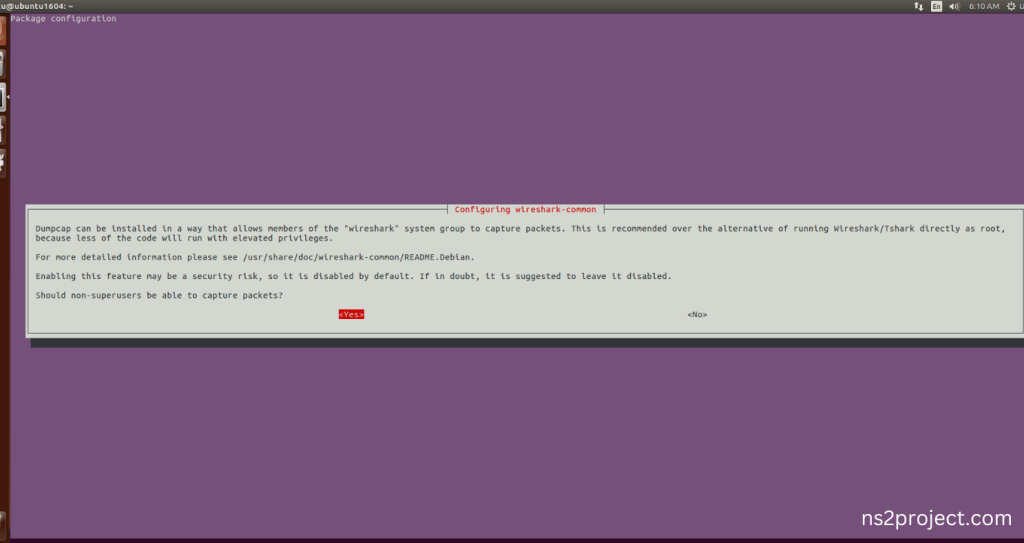 Wireshark Installation Command